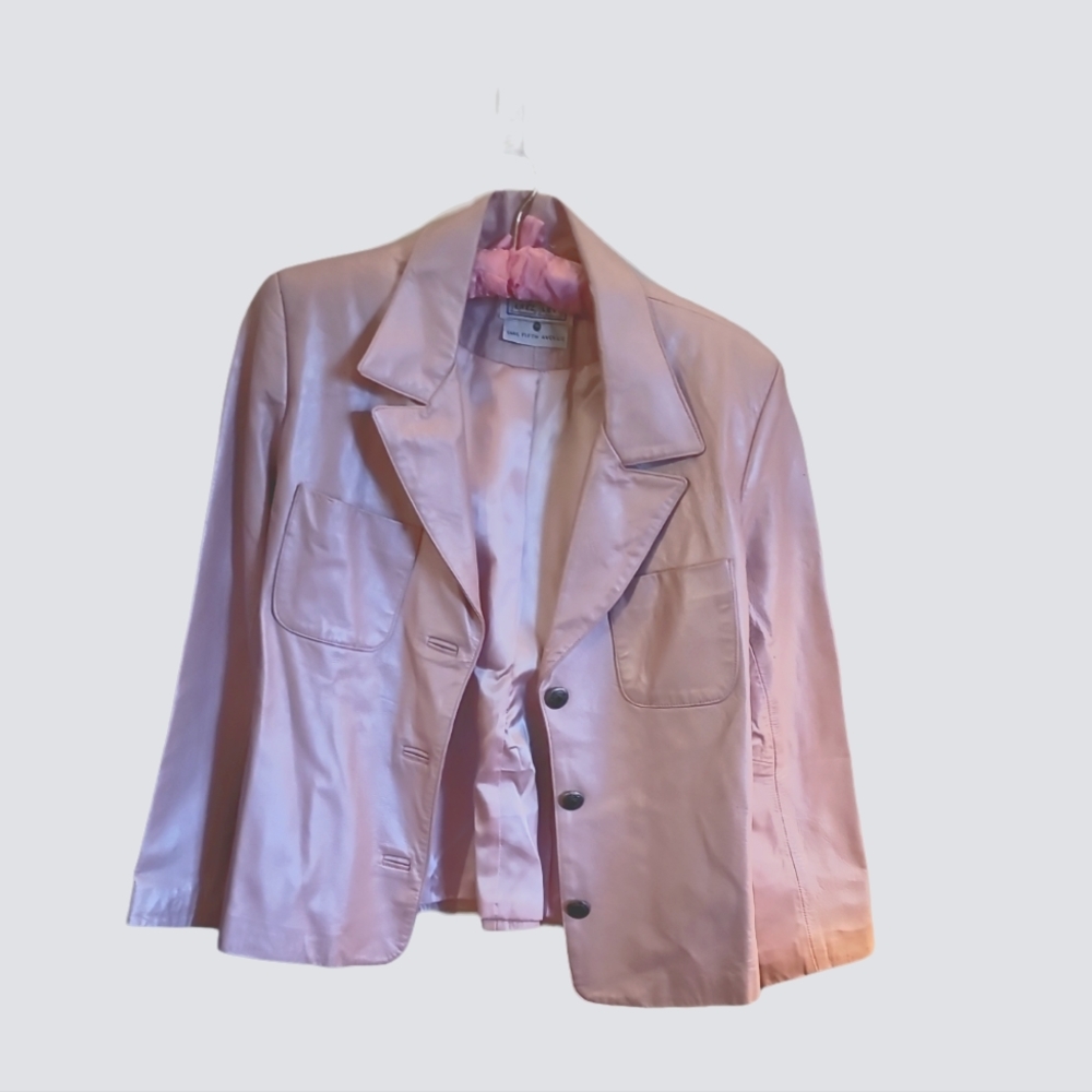 Vintage Saks Fifth Avenue Erez Levy Pink Pearlized Leather Jacket